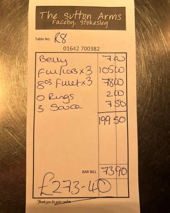 The bill went unpaid. Credit: The Sutton Arms/Facebook
