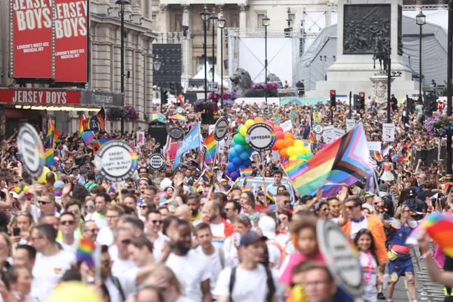 More than a million people were expected to have turned up to the first London Pride festival in London since the pandemic. Credit: Alamy