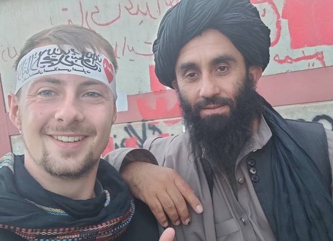 The tourist met the Taliban on one of his previous journeys. Credit: Twitter/@real_lord_miles