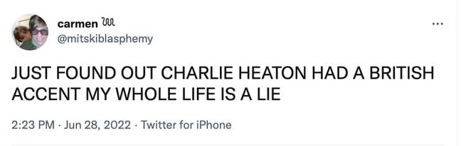 People are shocked to discover Heaton's real accent. Credit: Twitter