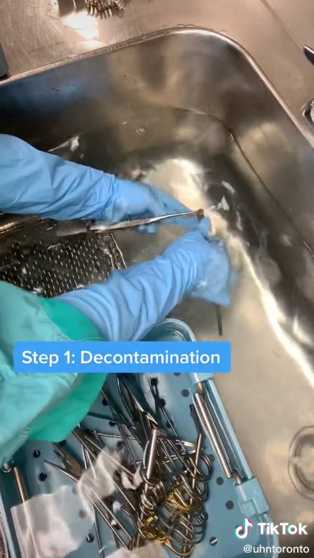 The first stage is decontamination. Credit: TikTok/@uhntoronto