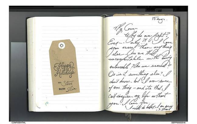 Johnny Depp and Amber Heard shared the 'love journal', which would see them write love notes to one another. Credit: Fairfax County Court