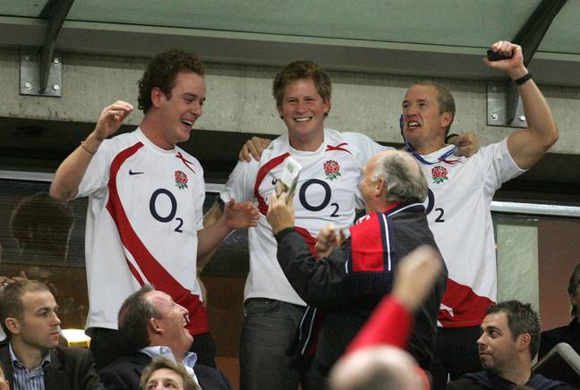 Prince Harry watching the Rugby World Cup Semi Final in October 2007. Credit: Mark Pain / Alamy Stock Photo