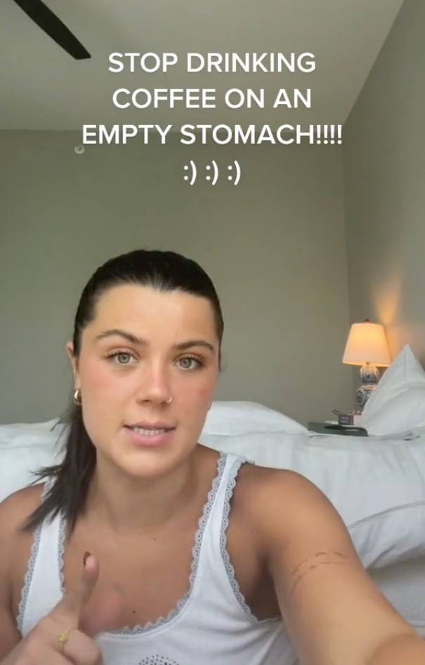 Olivia Hedlund says we need to stop drinking coffee on an empty stomach first thing. Credit: TikTok/@liv.ingwell