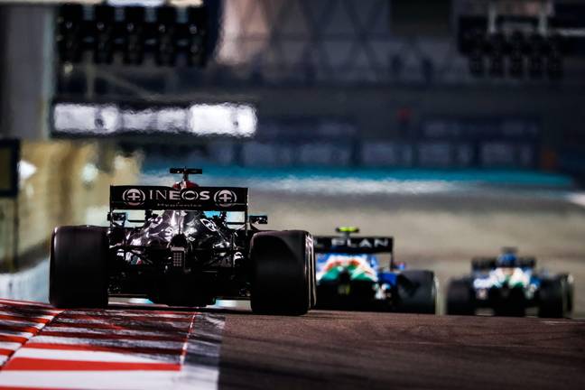 Hamilton was in the lead for much of the Abu Dhabi Grand Prix 2021. Credit: Alamy