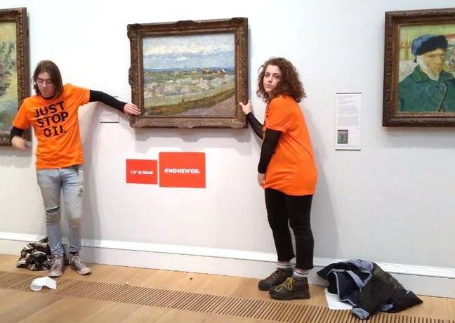 Just Stop Oil activists glued themselves to another Van Gogh painting in June. Credit: Just Stop Oil