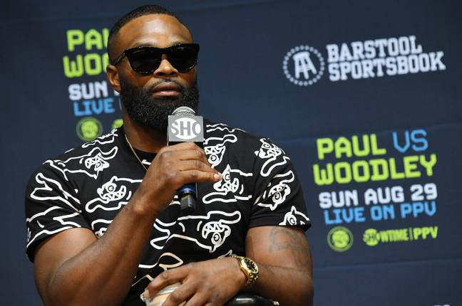 Tyron Woodley at the press conference of their last fight. Credit: Alamy