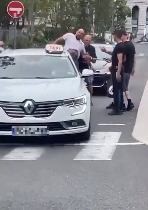 Fury was seen kicking out at a taxi while on holiday in France. Credit: Twitter