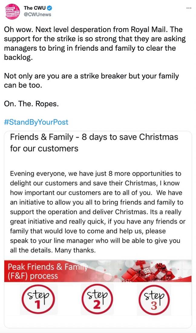 The CWU has slammed the move. Credit: Twitter/@CWUnews