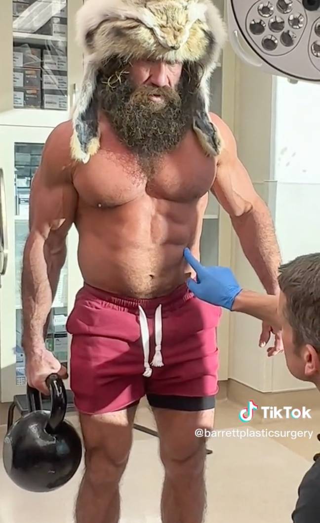 The doctor has explained why the Liver King's abs are real. Credit: TikTok / @barrettplasticsurgery