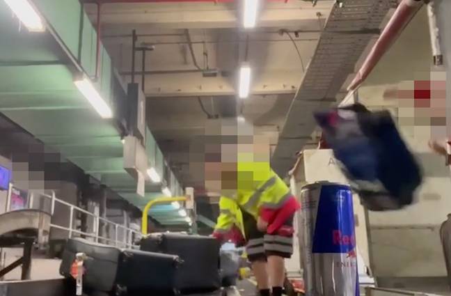 The baggage handlers' behaviour has been branded 'a disgrace'. Credit: @rexross79/ TikTok