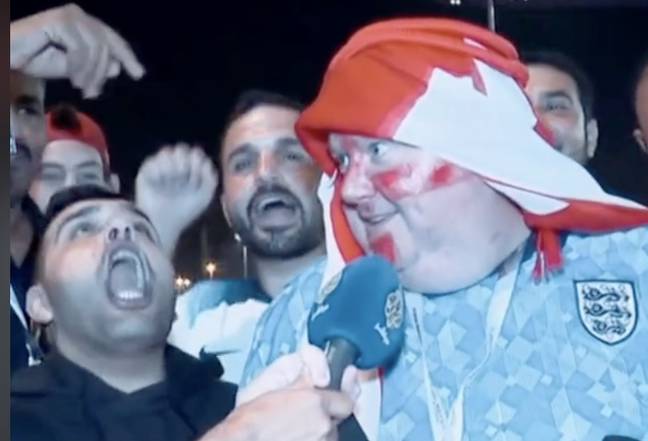 A British football fan made two points on live television. Credit: Qatar Living