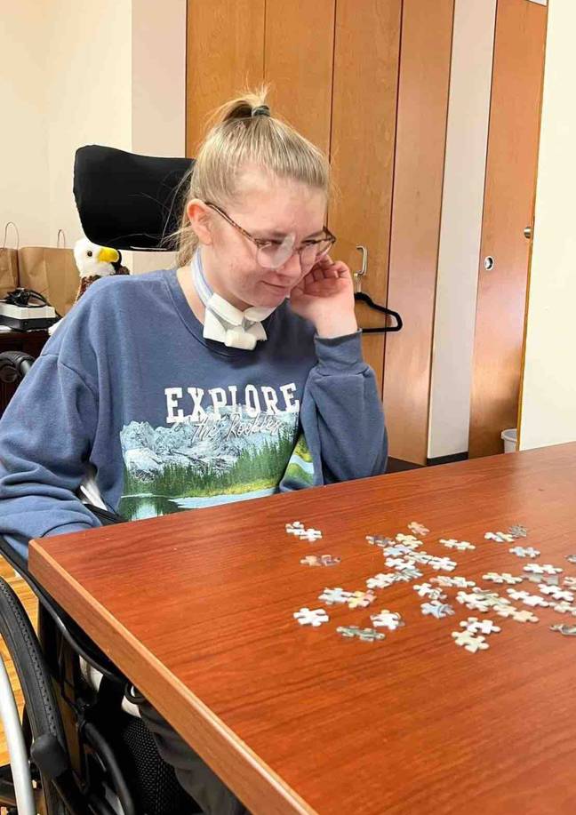 Caitlin has been recovering from paralysis for eight months. Credit: GoFundMe