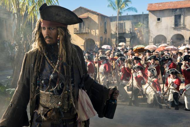 Johnny Depp as Captain Jack Sparrow in 2017's Pirates of the Caribbean: Dead Men Tell No Tales. Credit: Alamy