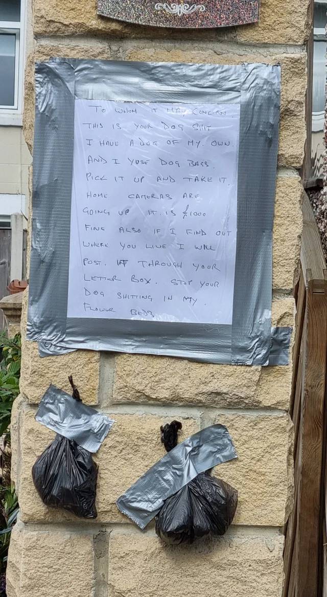 The angry note was shared on Reddit. Credit: Reddit