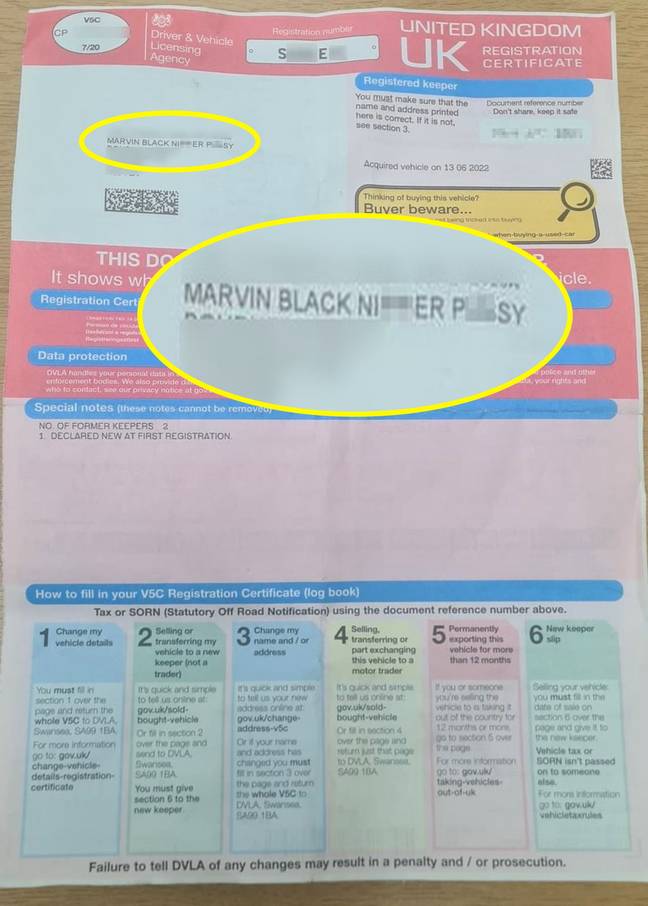 Marvin received the first DVLA logbook laden with racial slurs at the gym he owns. Credit: Kennedy News