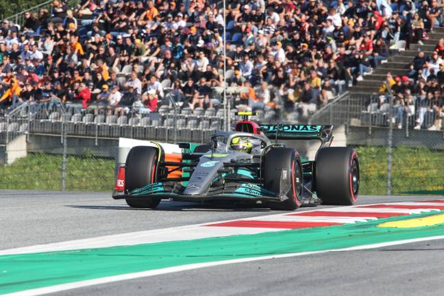 Lewis Hamilton in his Mercedes car at the Austrian Grand Prix. Credit: Alamy