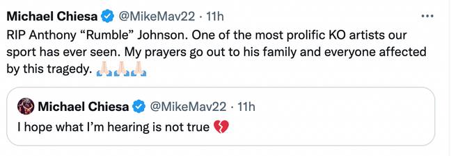 Dozens of sportspeople have paid tribute to Johnson. Credit: @MikeMav22/Twitter