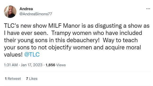 Viewers are not impressed by MILF Manor. Credit: @AndreaSimons77/ Twitter
