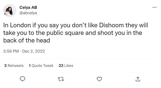 Not everyone getting in on the debate over Dishoom was entirely serious. Credit: Twitter/@abcelya