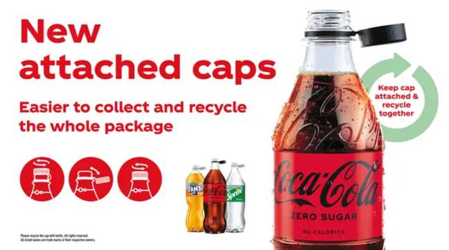 Coca-Cola bottles will now have attached caps. Credit: Alamy