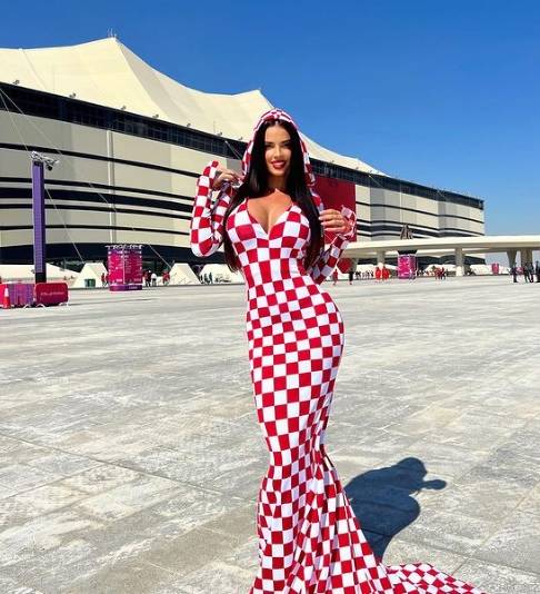 The Croatian model is a huge fan of her national team and dresses like her country's flag. Credit: Instagram/@knolldoll