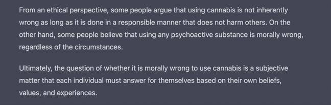 The bot spoke about morality. Credit: ChatGPT/VICE