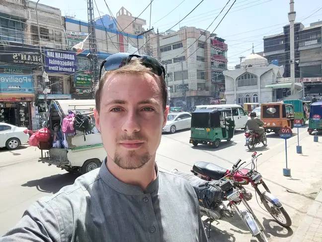 Miles shared a selfie in Peshawar, Pakistan. Credit: Twitter/@real_lord_miles