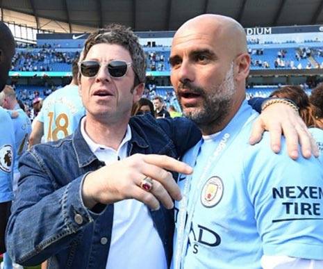 Noel Gallagher and Pep Guardiola. Credit: @QRPoficial/Twitter
