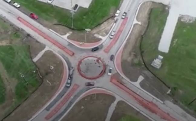 The roundabout threw drivers through a loop. Credit: Walker Construction