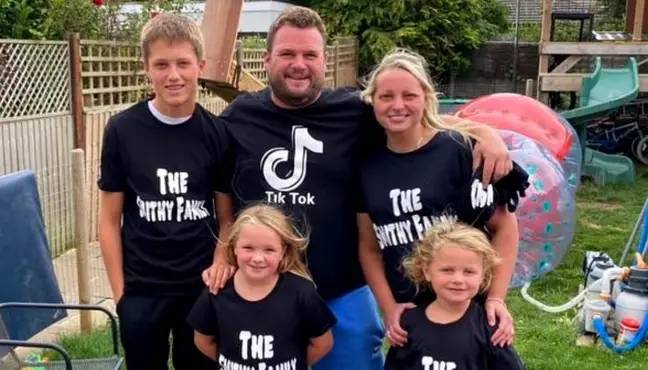 Nick Smith and his partner Jess Farthing are famous for their funny TikTok videos featuring their children Amelia, eight, Ted, two, and Isabella, 10. Credit: @thesmithyfamily/Instagram