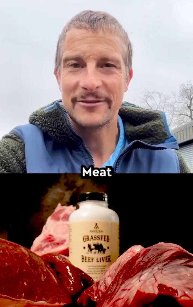 Bear Grylls now eats a seriously large amount of meat. Credit: Twitter/Bear Grylls