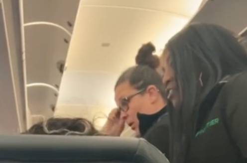 The flight attendants tried to get the couple off the plane but when they refused had to make everyone disembark. Credit: @sunny.and.golden/ TikTok/ u/Koshka69/ Reddit