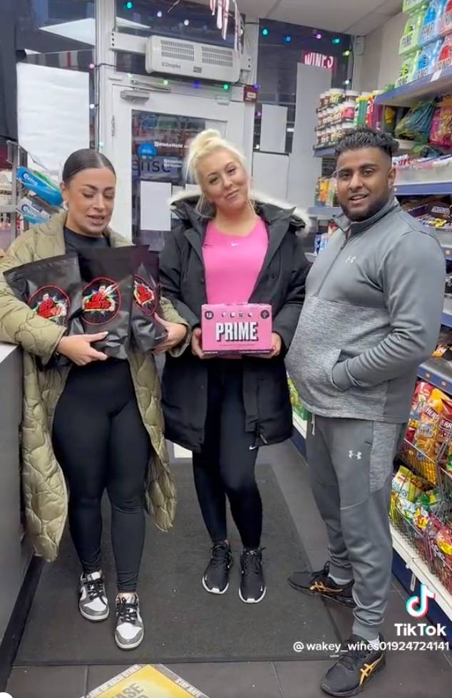 The woman travelled from Sheffield to Wakefield to spend £1,200 on Prime Energy. Credit: TikTok / @wakey_wines01924724141
