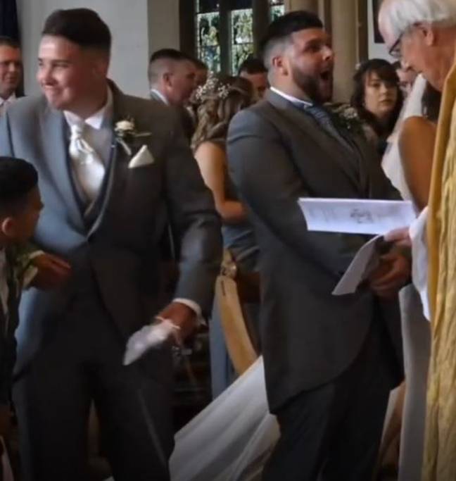 The groom's face says it all. Credit: Deadline News