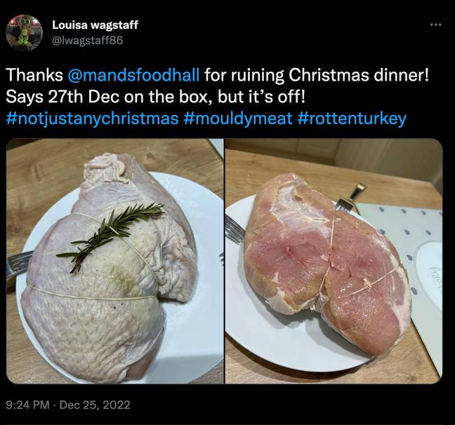 M&amp;S didn't escape the drama of the bad turkeys either. Credit: @lwagstaff86/ Twitter