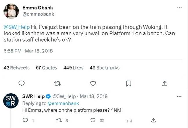 Emma shared her concern with station staff. Credit: Kennedy News and Media