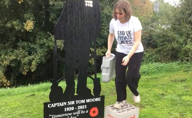 Captain Tom's daughter has slammed the protestor's stunt. Credit: Twitter/End UK Private Jets