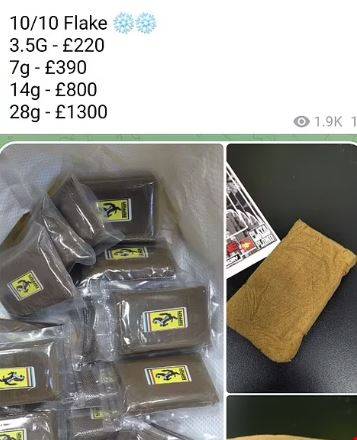 The edible drugs have been sold on the messaging platform Telegram. Credit: Telegram