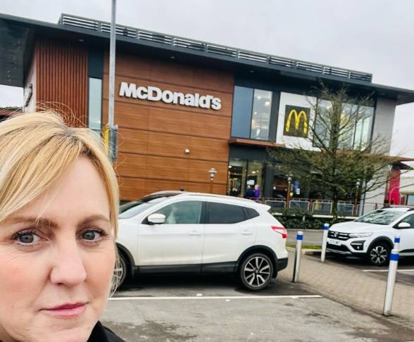 A South Wales Police PCSO attended the McDonald's after it was forced to shut down when someone threw a frog around. Credit: Twitter/@SWPSwansea