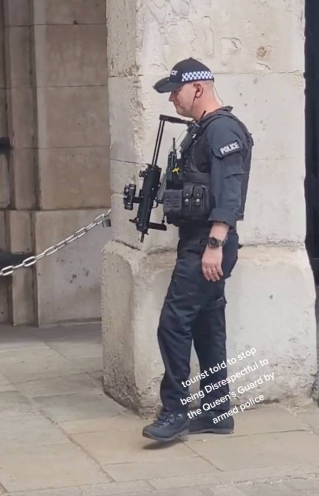A police officer soon came along to tell the tourist off. Credit: TikTok/@busk1976