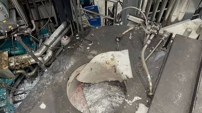 The vat of molten metal. Credit: St Gallen police