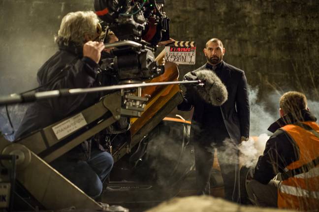 Bautista on the set of Spectre (2015). Credit: Moviestore Collection Ltd / Alamy