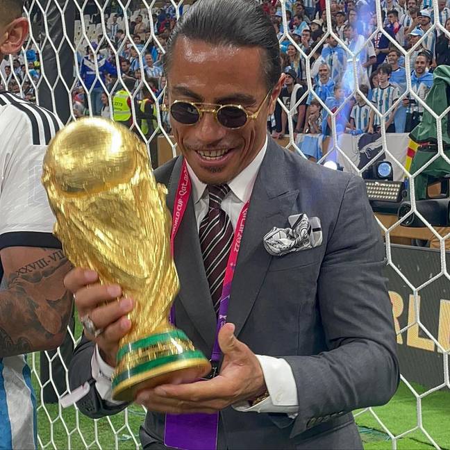 Salt Bae was slammed for holding the World Cup trophy. Credit: Instagram/@nusr_et