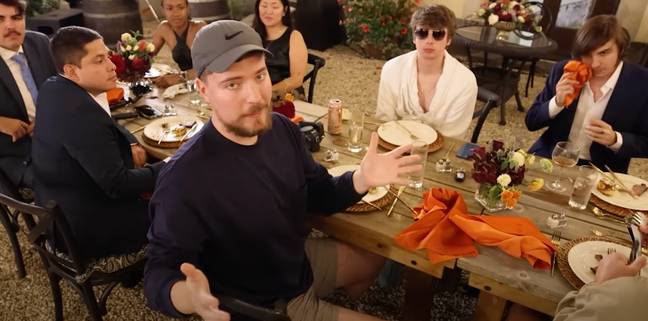 Dinner at the castle. Credit: YouTube/MrBeast