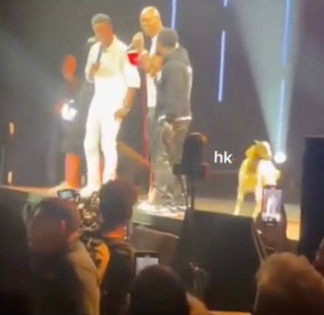 Chris Rock was surprised by Kevin Hart with a real, live goat on stage. Credit: TikTok/@herokhalif