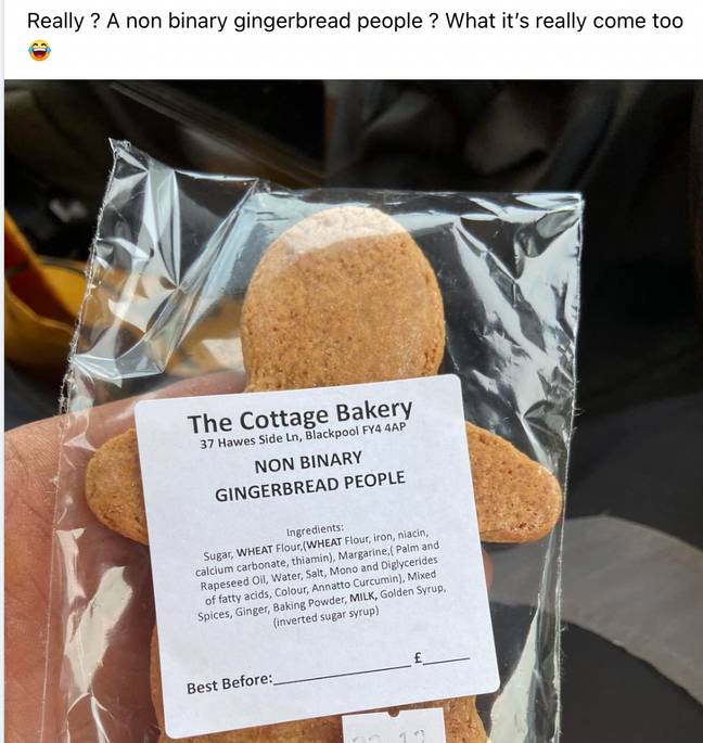 TrivDaily - Bakery owner defends selling 'non-binary gingerbread people' after receiving backlash 60 An image of the gingerbread person was shared on Facebook. Credit: Luke Willis/Facebook