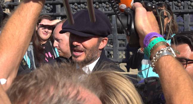 David Beckham outside Westminster Hall after he'd seen the Queen's coffin. Credit: PA Images / Alamy Stock Photo