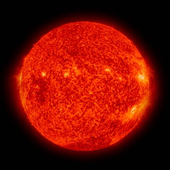 A sun spot facing earth has doubled in size. Credit: Alamy