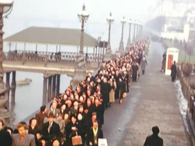 The footage was from King George VI's funeral procession in 1952. Credit: BabelColour/Twitter